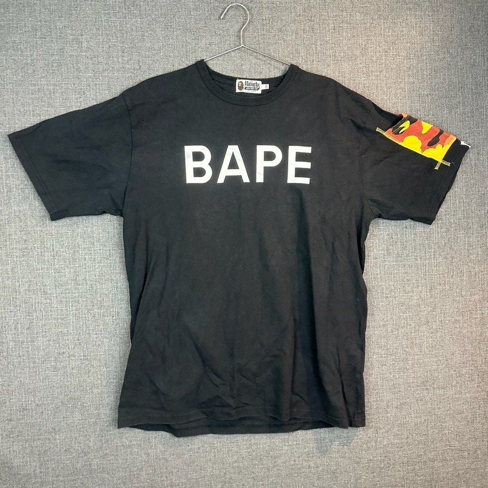 A Bathing Ape BAPE T Shirt‎ Mens 2XL Black Camo Sleeve Graphic Tee